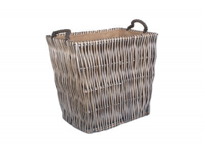 LARGE GREY RECTANGULAR LOG BASKET