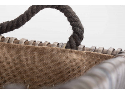 LARGE GREY RECTANGULAR LOG BASKET