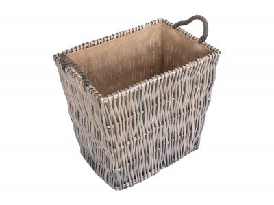 LARGE GREY RECTANGULAR LOG BASKET