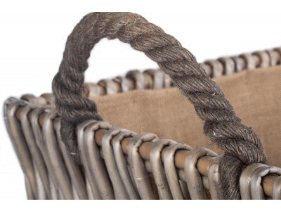 LARGE GREY RECTANGULAR LOG BASKET