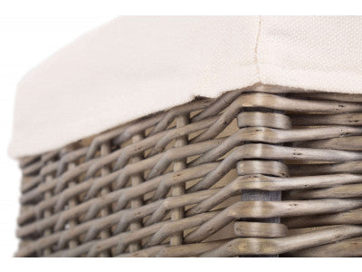 SMALL SQUARE ANTIQUE WASH LINED STORAGE BASKET