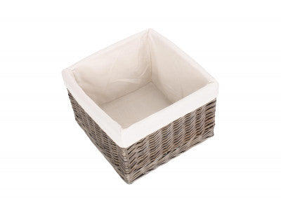 MEDIUM SQUARE ANTIQUE WASH LINED STORAGE BASKET