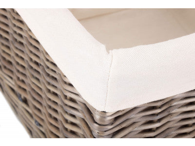 MEDIUM SQUARE ANTIQUE WASH LINED STORAGE BASKET