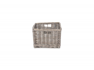 SMALL SQUARE ANTIQUE WASH UNLINED STORAGE BASKET