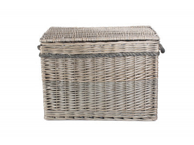 23" ANTIQUE WASH STORAGE HAMPER  - UNLINED