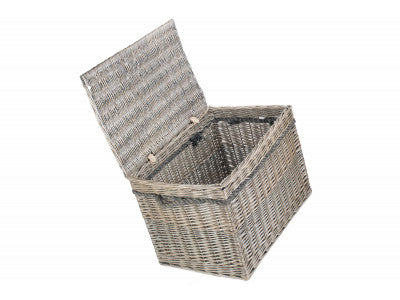 23" ANTIQUE WASH STORAGE HAMPER  - UNLINED