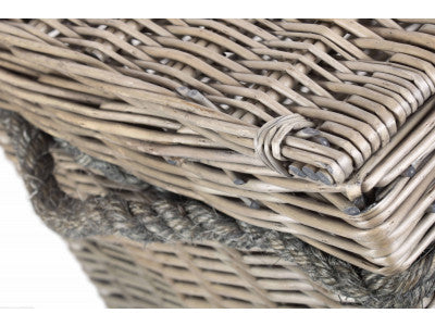 23" ANTIQUE WASH STORAGE HAMPER  - UNLINED