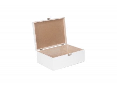 14" WHITE WOODEN BOX