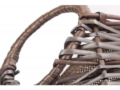 SMALL SCOOP NECK ANTIQUE WASH HESSIAN LINED BASKET