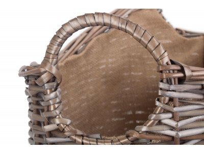 MEDIUM SCOOP NECK ANTIQUE WASH HESSIAN LINED BASKET