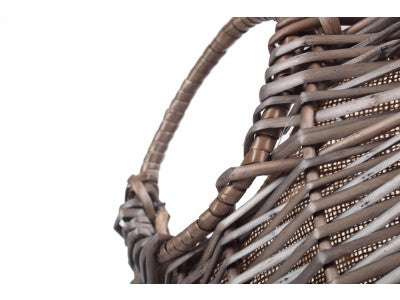 LARGE SCOOP NECK ANTIQUE WASH HESSIAN LINED BASKET