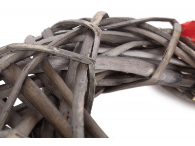 WIDE HEART WREATH with RED SPOTTY RIBBON