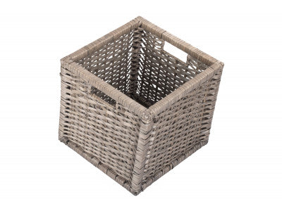LARGE WOODEN FRAMED SPLIT WILLOW STORAGE BASKET