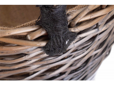 LARGE ROUND TRIPLE TONE CHUNKY STORAGE BASKET with LINING