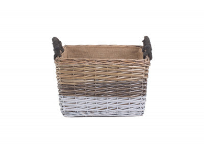 LARGE RECTANGULAR TRIPLE TONE CHUNKY STORAGE BASKET with LINING