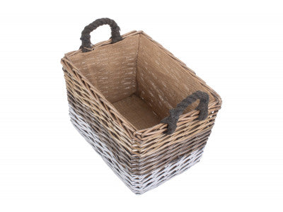 LARGE RECTANGULAR TRIPLE TONE CHUNKY STORAGE BASKET with LINING