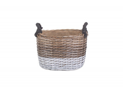 LARGE OVAL TRIPLE TONE CHUNKY STORAGE BASKET with LINING