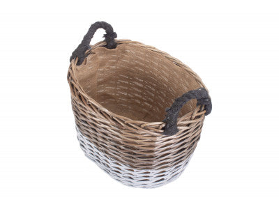 LARGE OVAL TRIPLE TONE CHUNKY STORAGE BASKET with LINING