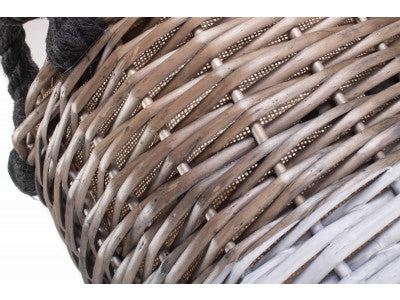 LARGE OVAL TRIPLE TONE CHUNKY STORAGE BASKET with LINING