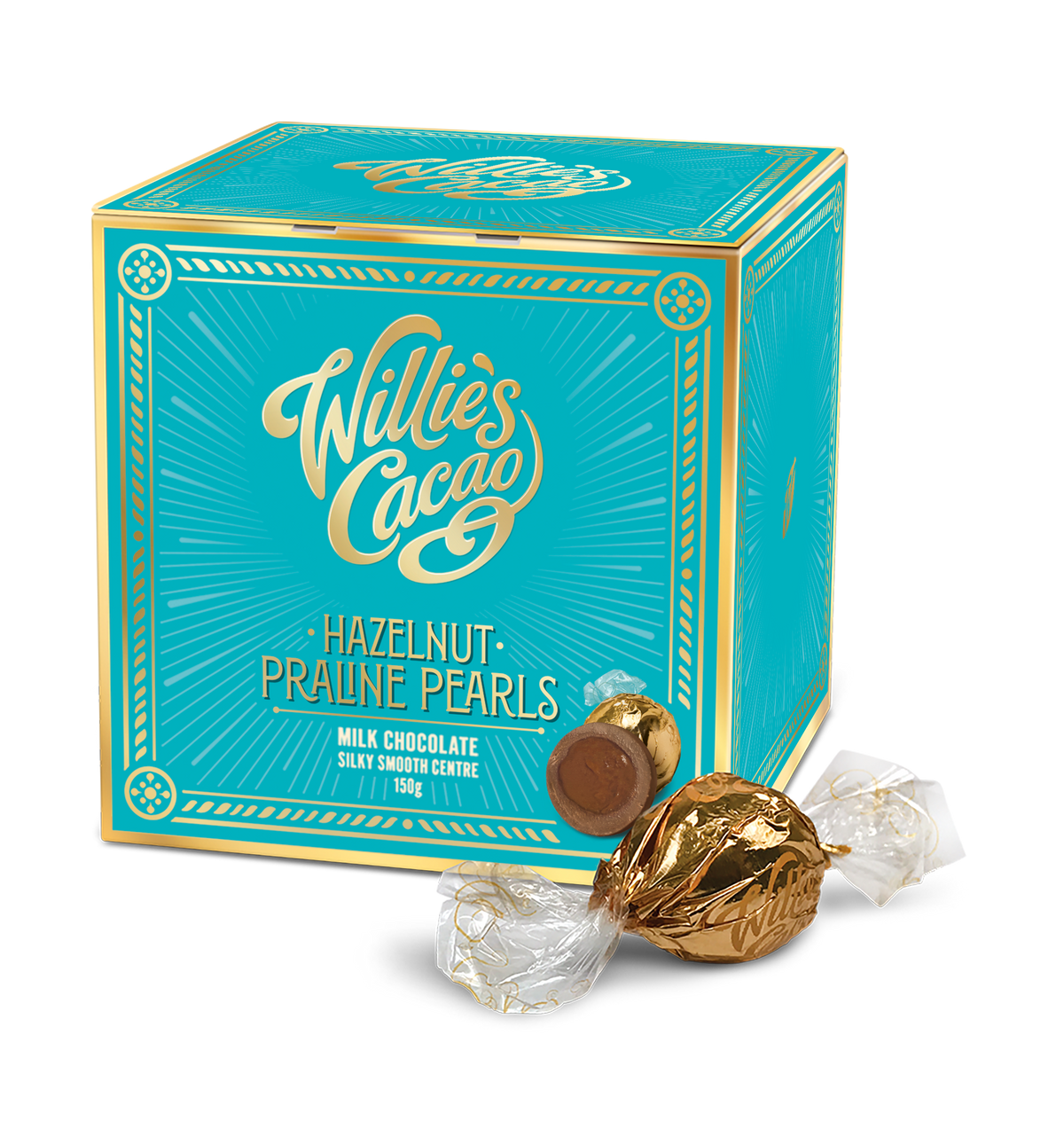 Willie's Cacao Milk Chocolate Hazelnut Praline Pearls (150g)
