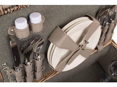 4 PERSON GREY TWEED HAMPER