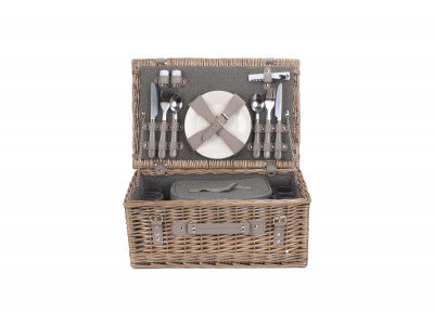 4 PERSON GREY TWEED HAMPER
