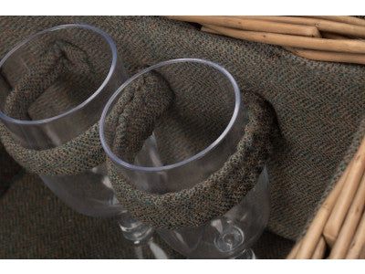 4 PERSON GREY TWEED HAMPER