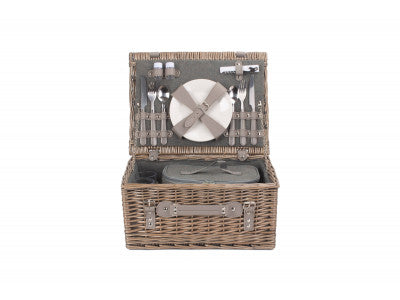 2 PERSON GREY TWEED HAMPER