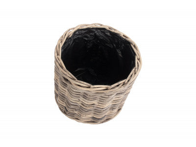 MEDIUM RATTAN ROUND PLANTER with PLASTIC LINING