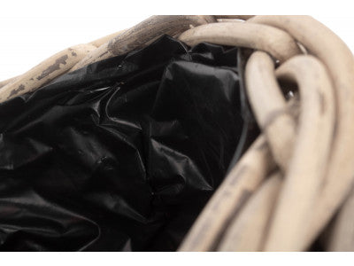 MEDIUM RATTAN ROUND PLANTER with PLASTIC LINING