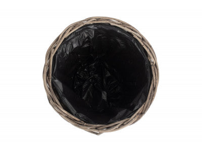 SMALL TAPERED RATTAN ROUND PLANTER with PLASTIC LINING