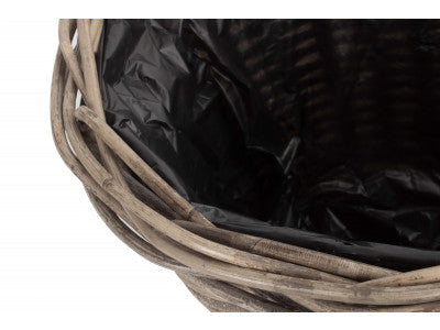 SMALL TAPERED RATTAN ROUND PLANTER with PLASTIC LINING