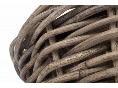 SMALL TAPERED RATTAN ROUND PLANTER with PLASTIC LINING