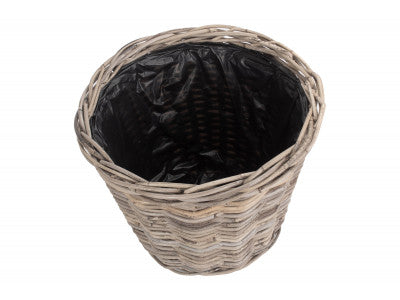 LARGE TAPERED RATTAN ROUND PLANTER with PLASTIC LINING