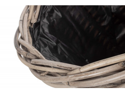 LARGE TAPERED RATTAN ROUND PLANTER with PLASTIC LINING