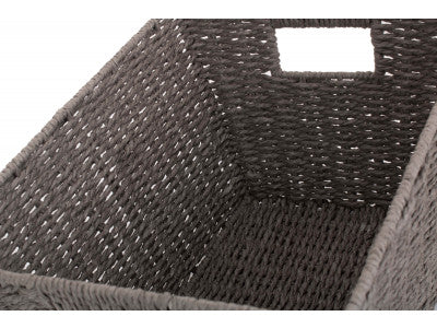 DEEP GREY PAPER ROPE TRAY - SMALL