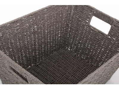 DEEP GREY PAPER ROPE TRAY - LARGE