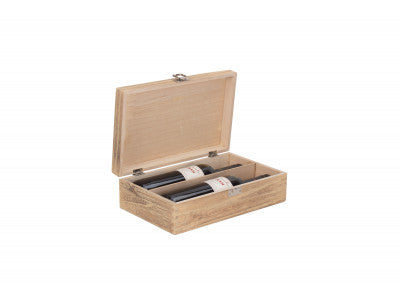 TWO BOTTLE OAK EFFECT WOODEN BOX