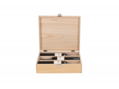 THREE BOTTLE CLEAR VARNISH WOODEN BOX