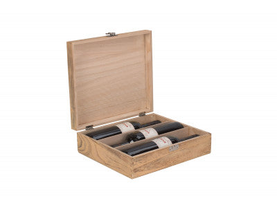 THREE BOTTLE OAK EFFECT WOODEN BOX