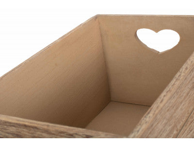 SMALL OAK EFFECT HEART CUT-OUT CRATE