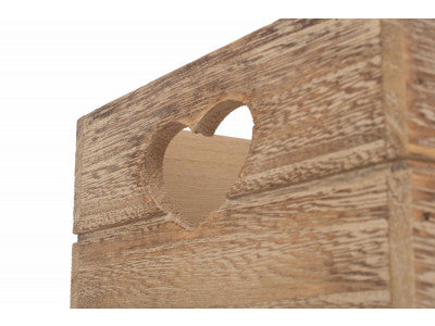 SMALL OAK EFFECT HEART CUT-OUT CRATE
