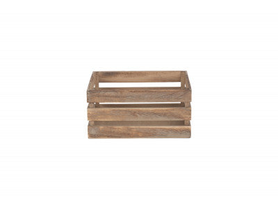 MEDIUM OAK EFFECT SLATTED WOODEN CRATE