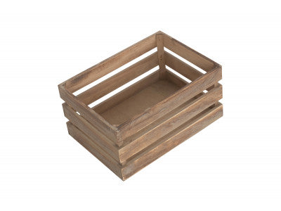MEDIUM OAK EFFECT SLATTED WOODEN CRATE