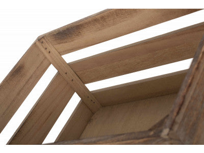 MEDIUM OAK EFFECT SLATTED WOODEN CRATE