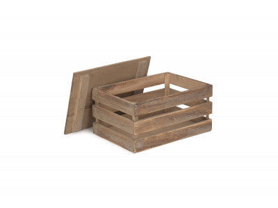 MEDIUM OAK EFFECT SLATTED WOODEN BOX