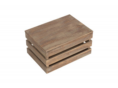 MEDIUM OAK EFFECT SLATTED WOODEN BOX
