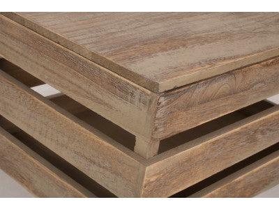 MEDIUM OAK EFFECT SLATTED WOODEN BOX