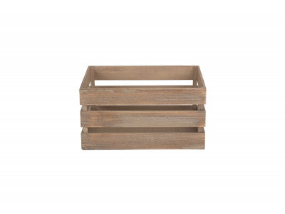 LARGE OAK EFFECT SLATTED WOODEN CRATE