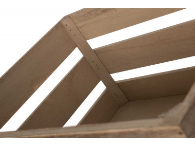 LARGE OAK EFFECT SLATTED WOODEN CRATE